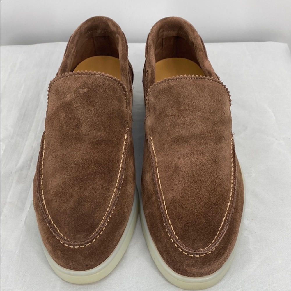 Aurelien Lady Brown Beige Yacht Suede Slip-On Loafers 39 is US 8